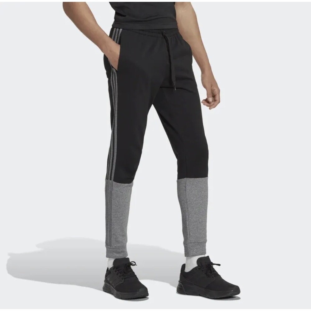 Adidas Men's Black/Grey Essentials Mélange French-Terry Joggers HK2899 Size 2XL - Picture 4 of 6